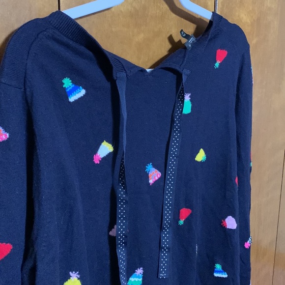 TALBOTS- NAVY BLUE, LIGHTWEIGHT SWEATER W/TOBOGGAN’S (2Xp) - Picture 5 of 6